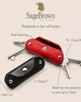 Small Leather Key Case with Dual Metal Screw Bars, features and dimensions