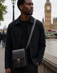 Small leather messenger bag, lifestyle