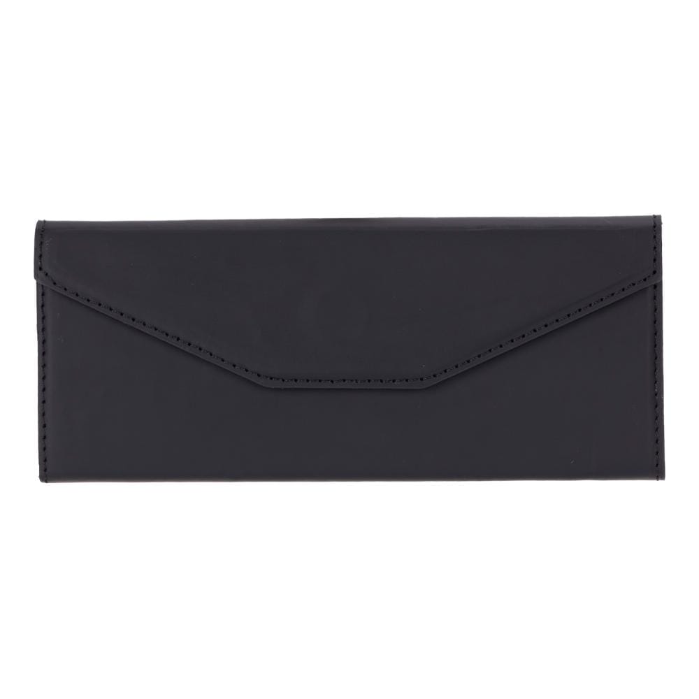 Triangular leather glasses case, black, front