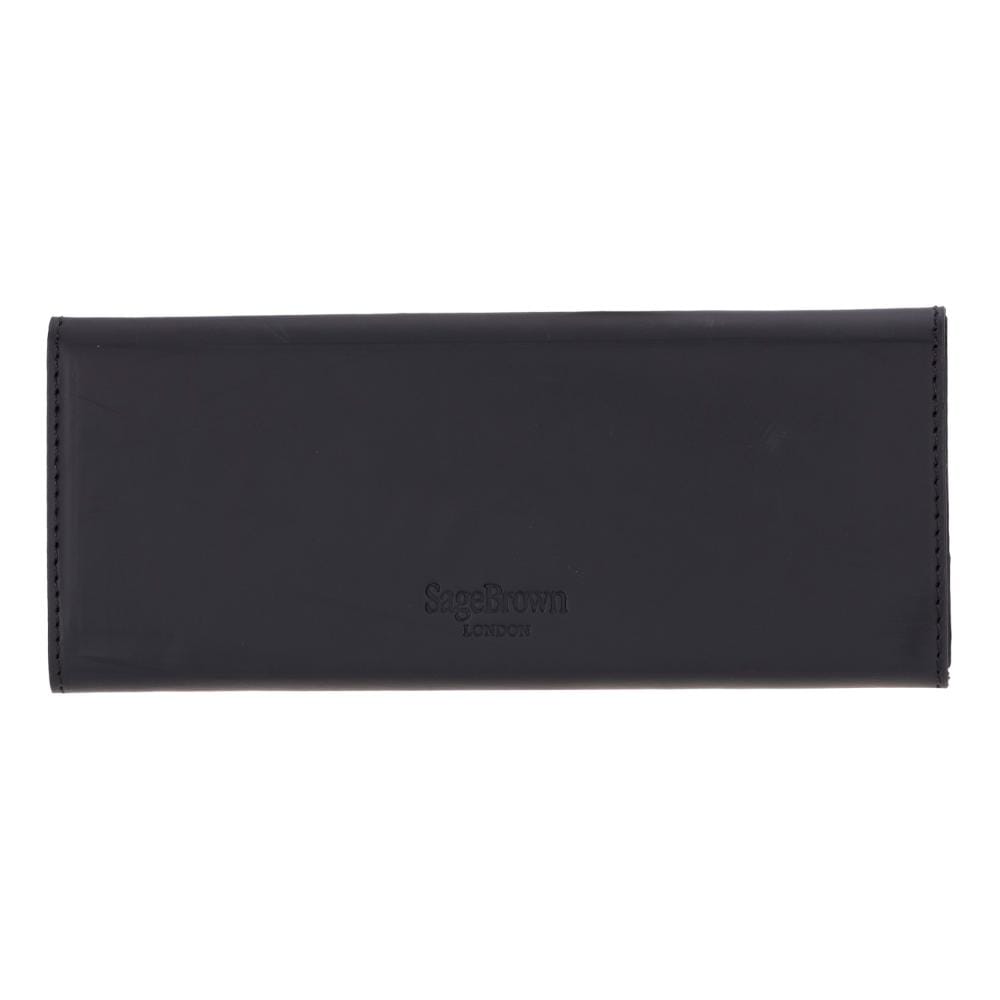 Triangular leather glasses case, black, reverse