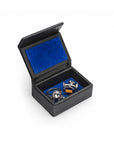 Miniature Leather Accessory Box , black with cobalt, inside