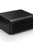 Miniature Leather Accessory Box , black with cobalt, front