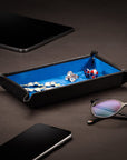 Rectangular valet tray, black with cobalt, lifestyle