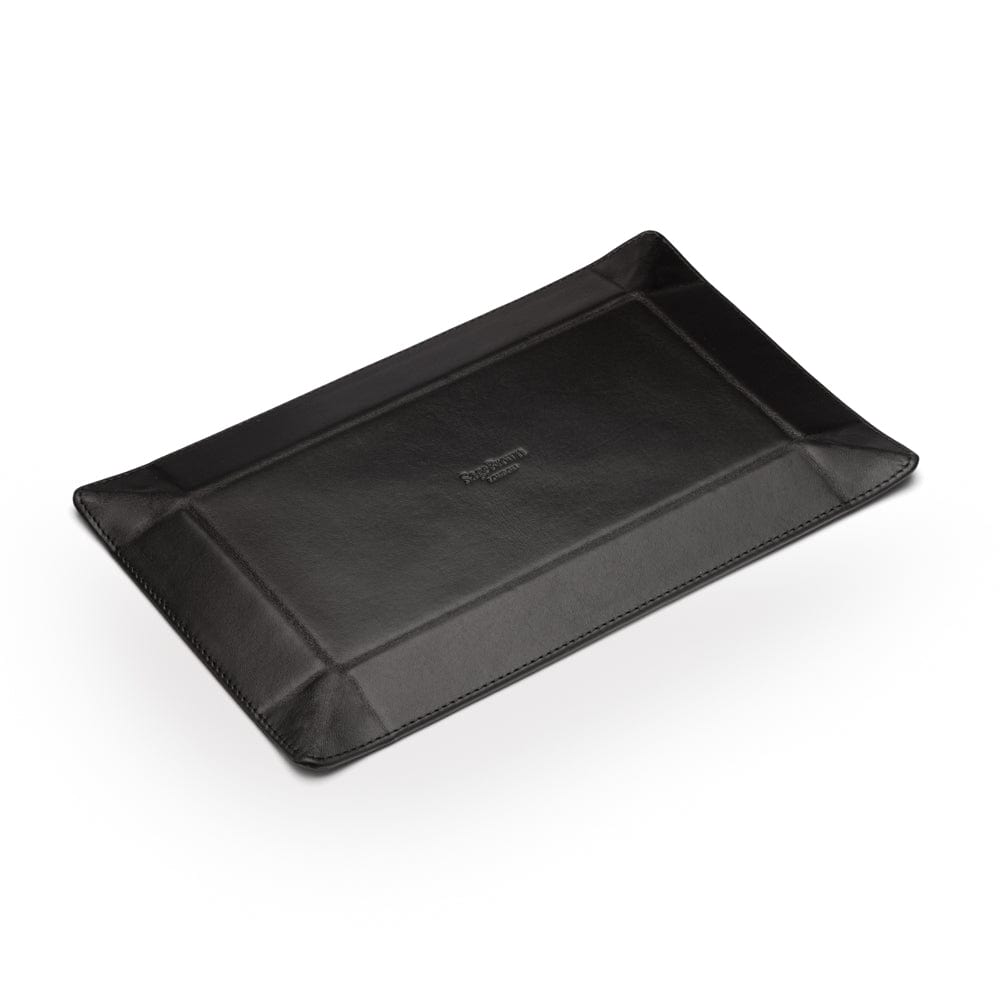 Rectangular valet tray, black with cobalt, flat base