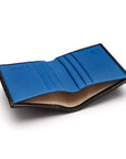 RFID leather wallet with 4 CC, black with cobalt, inside