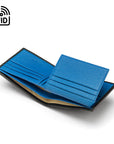 RFID leather wallet with 9 cc, black with cobalt, inside