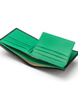 RFID leather wallet with 9 cc, black with emerald, inside view