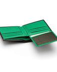 RFID leather wallet with 9 cc, black with emerald, ID window