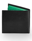 RFID leather wallet with 9 cc, black with emerald, back