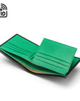 RFID leather wallet with 9 cc, black with emerald, inside