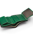 Leather wallet with coin purse, black with green, inside