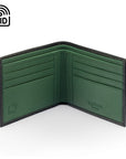 RFID wallet, black with green, open