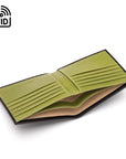 Men's RFID wallet with 10 CC, black with lime, inside