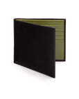 Men's RFID wallet with 10 CC, black with lime, front