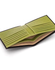 Men's RFID wallet with 10 CC, black with lime, inside view