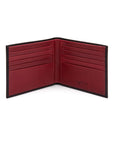 Men's RFID wallet with 10 CC, black with red, open