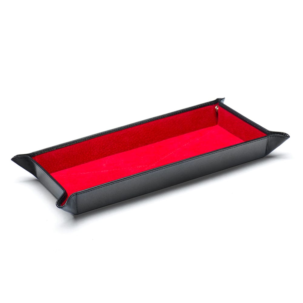 Rectangular valet tray, black with red