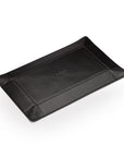 Rectangular Leather Valet Tray - Black With Red, flat base