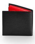 RFID leather wallet with 9 cc, black with red, back