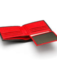 RFID leather wallet with 9 cc, black with red, with ID window