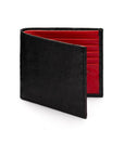RFID wallet in ostrich leather, black with red, front