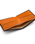 Men's RFID wallet with 10 CC, black with tan, inside view