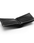 Woven leather wallet with 6 credit card slots, black, inside