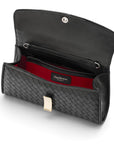 Woven leather clutch bag, black, inside