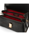 Woven leather Sabrina bag, black, inside