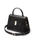 Woven leather Sabrina bag, black , side