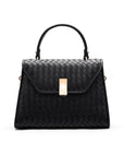 Woven leather Sabrina bag, black, front