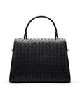 Woven leather Sabrina bag, black, back