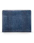 A leather notepad folder, blue croc, front