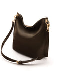 Carol Ann slouchy leather shoulder bag, brown, with detachable shoulder strap