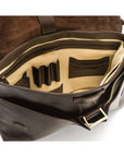 Leather messenger bag, brown, inside