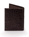 Compact leather wallet with 6 credit card slots and 2 ID windows, brown croc, back