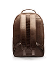Men's leather 15" laptop backpack, brown croc, back view