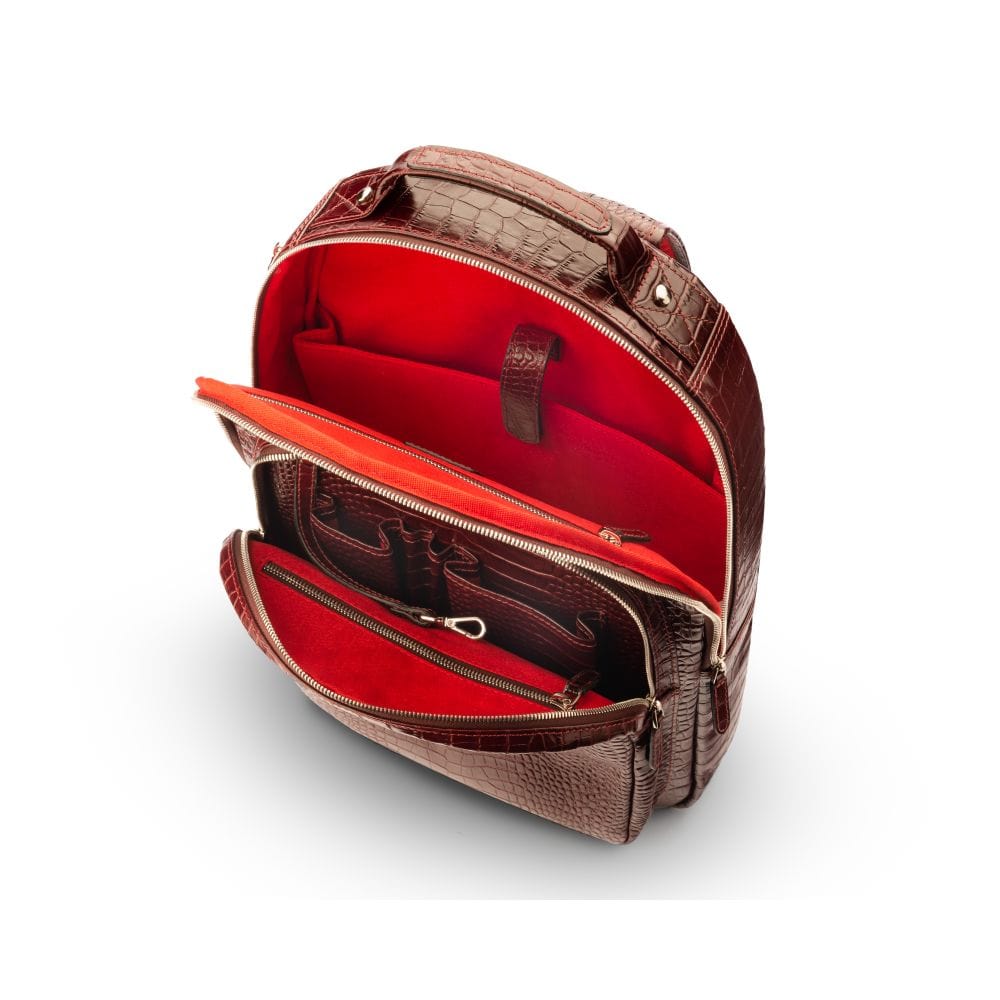 burgundy leather backpack laptop Leather Laptop Backpack 15"-17", Burgundy Croc | Backpacks