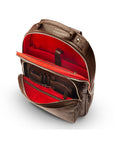Men's leather 15" laptop backpack, brown croc, inside