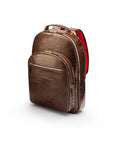 Men's leather 15" laptop backpack, brown croc, side