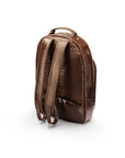 Men's leather 15" laptop backpack, brown croc, back