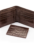 Leather 2 in 1 Wallet - Brown Croc Effect