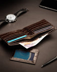 Leather 2 in 1 Wallet - Brown Croc Effect