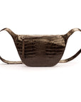Leather Bum Bag For Men - Brown Croc Effect