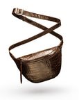 Leather Bum Bag For Men - Brown Croc Effect