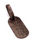 Leather luggage tag, brown croc, back
