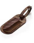 Leather luggage tag, brown croc