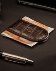 Leather Magnetic Money Clip, brown croc, lifestyle