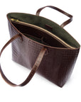 Luxury Leather Tote Bag and Shopper, Brown Croc, inside