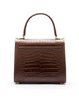 Mini leather Morgan Bag, top handle bag, brown croc, back